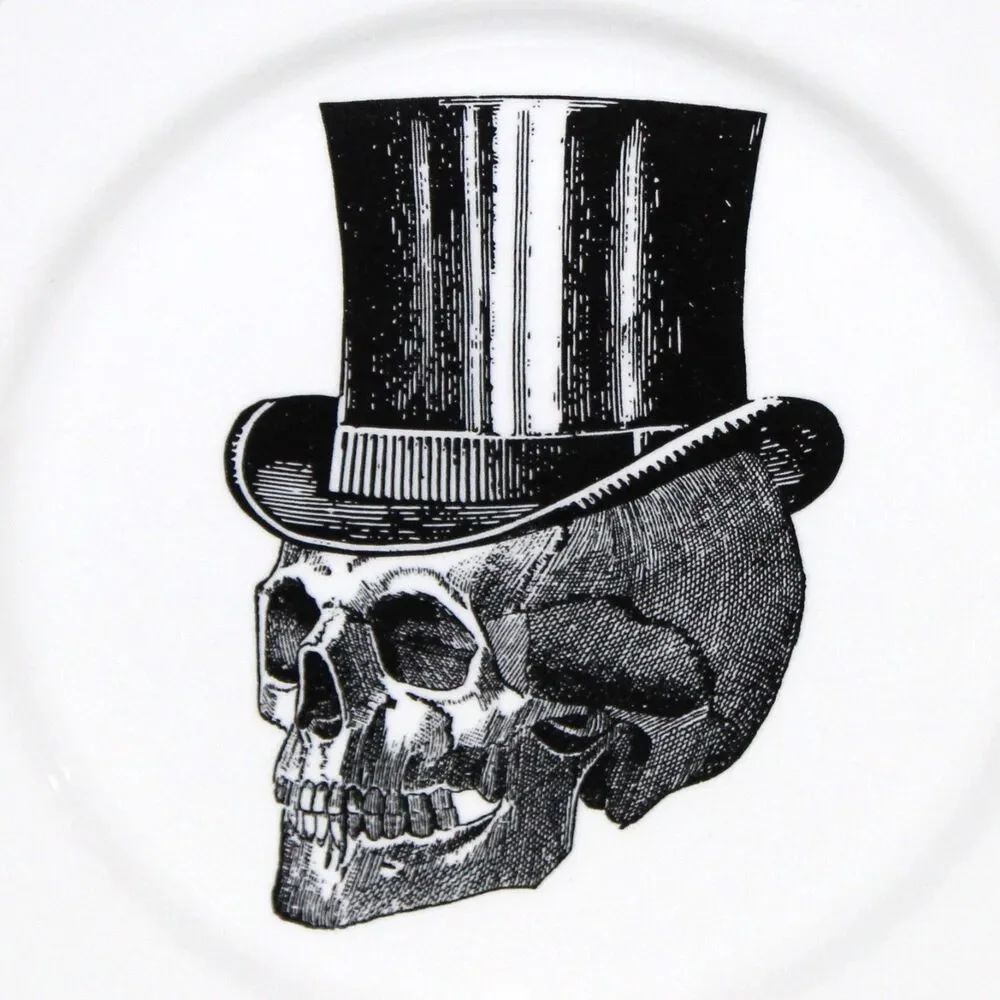 Victorian English Pottery Dinner Plate Edward Challinor Skull Halloween ceramic